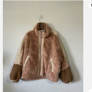 Faux Fur Jacket By OOF Wear The Shapes Lab Zip Furry Soft Size 42 WarmFaux